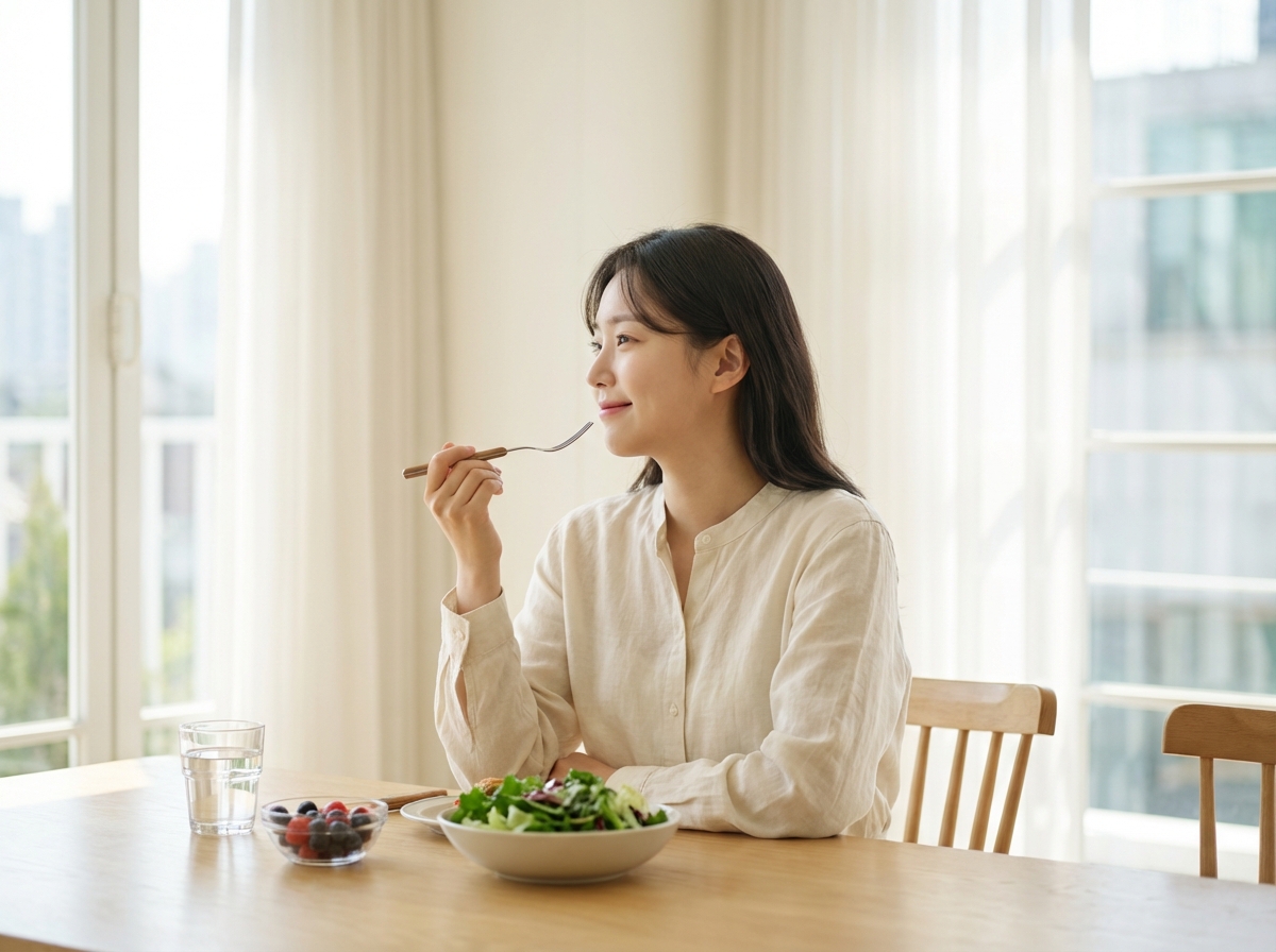 소화불량의 고통에서 해방된 평온한 모습