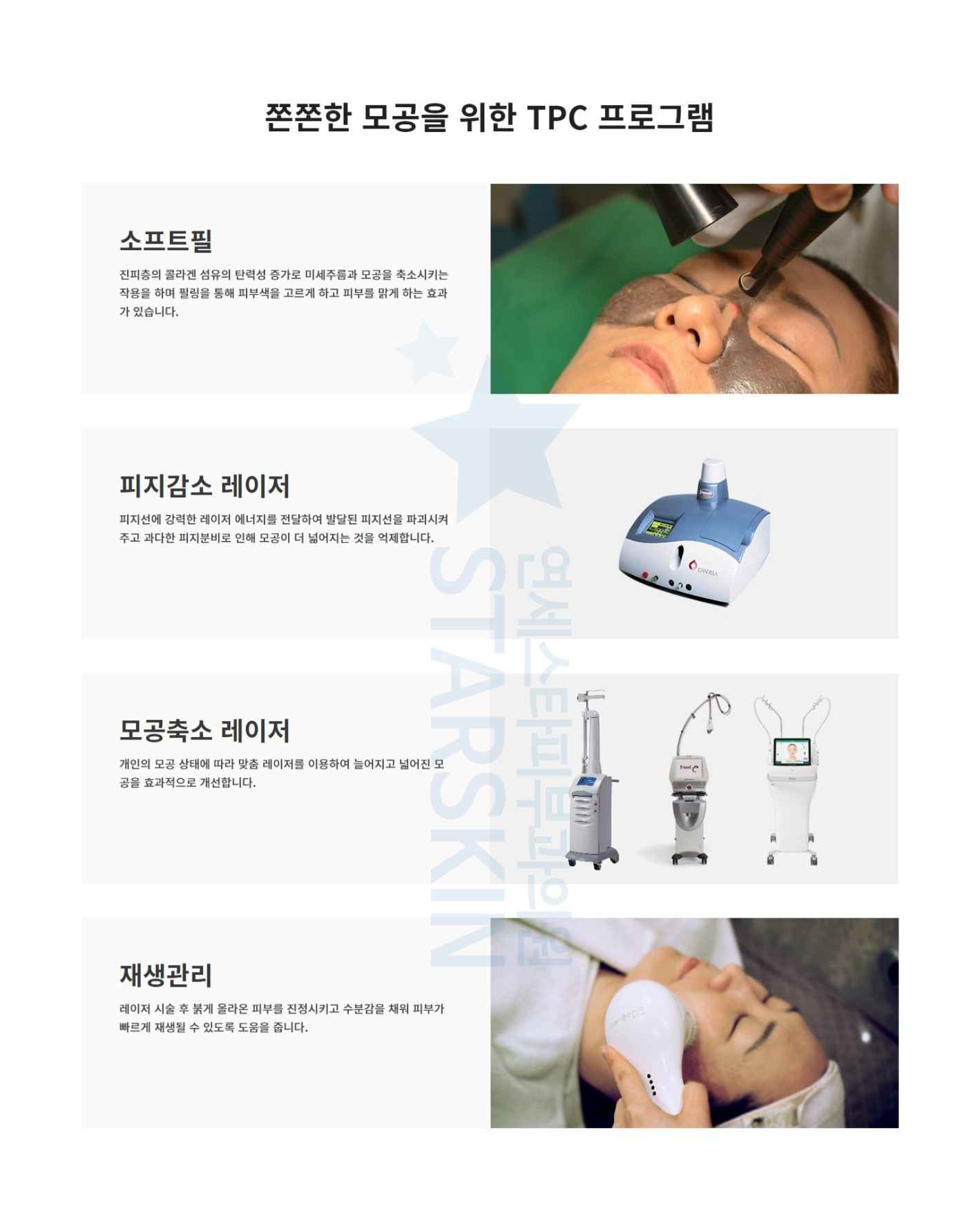 모공 치료 대상에 해당하는 피부 상태를 정리한 이미지